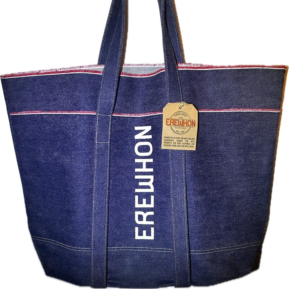 Ultra RARE NEW Erewhon Denim Tote Traveler Canvas Bag Made in Calabasas CA